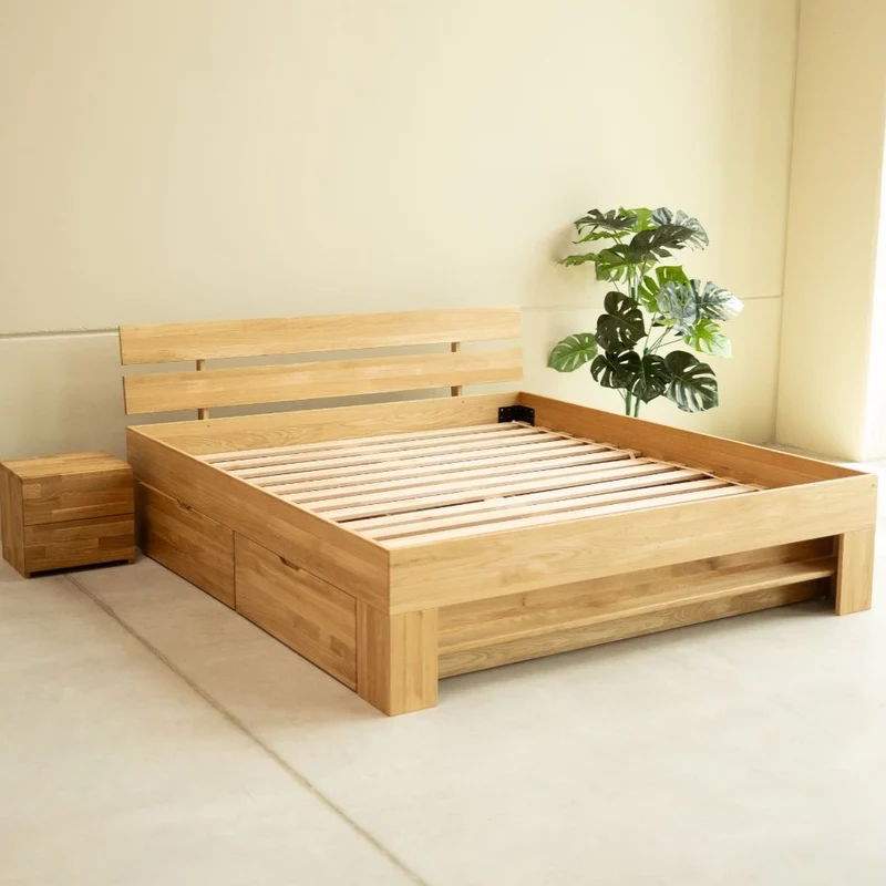 Letto con contenitore in rovere massiccio UPPSALA | NordicStory