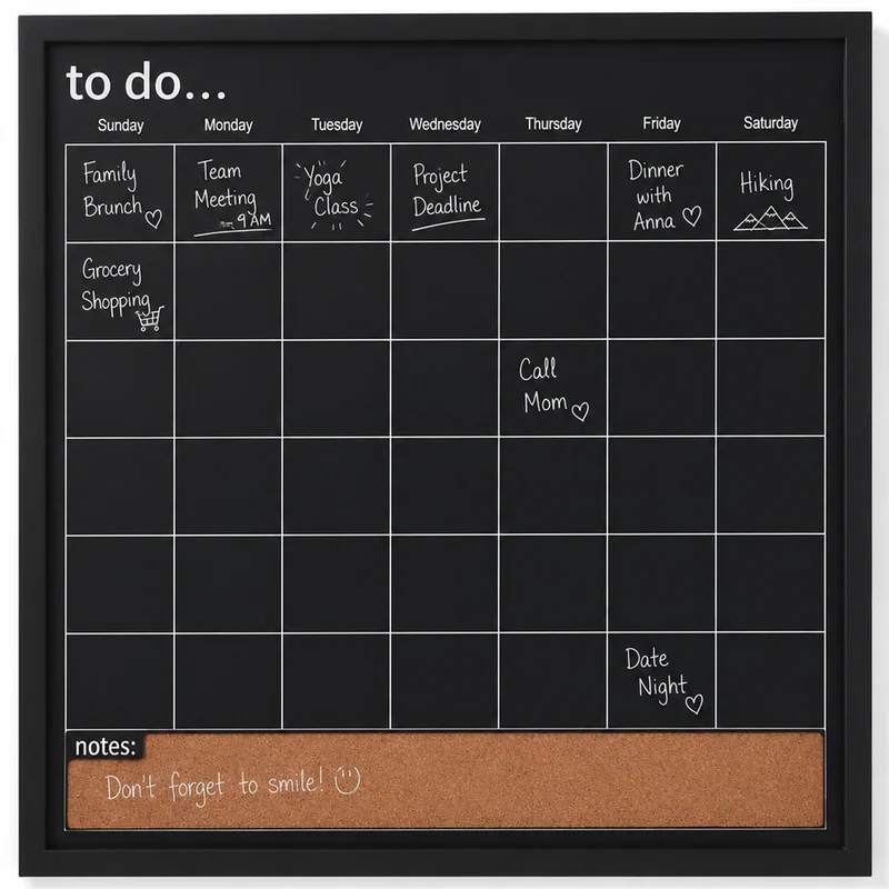 Planning Board Lavagna Settimanale Casa Ufficio Pianificazione Settimana 56x56cm