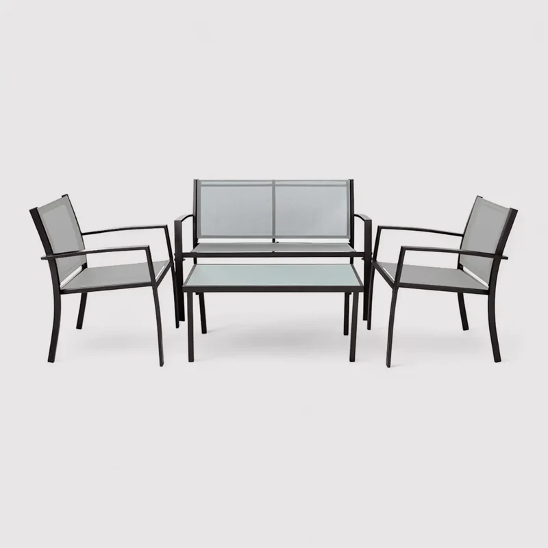 Rawal - Set 3 divani da esterno grigio chiaro con tavolino
