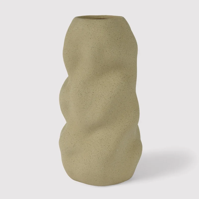 Centaurea - Vaso design da decorazione in gres beige sabbia