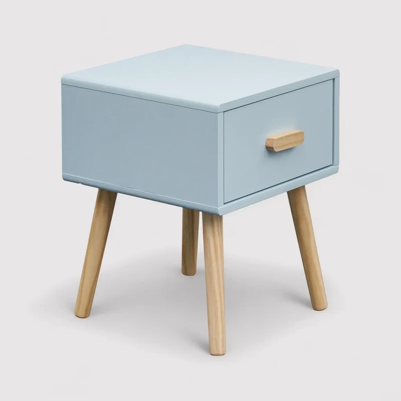 Tazart - Comodino scandinavo celeste e marrone per cameretta bimbi