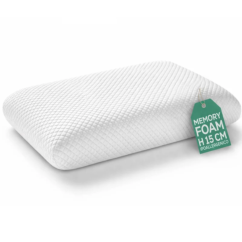 Cuscino Guanciale Suprem Memory Foam Lavabile Altezza 15cm Tessuto Traspirante