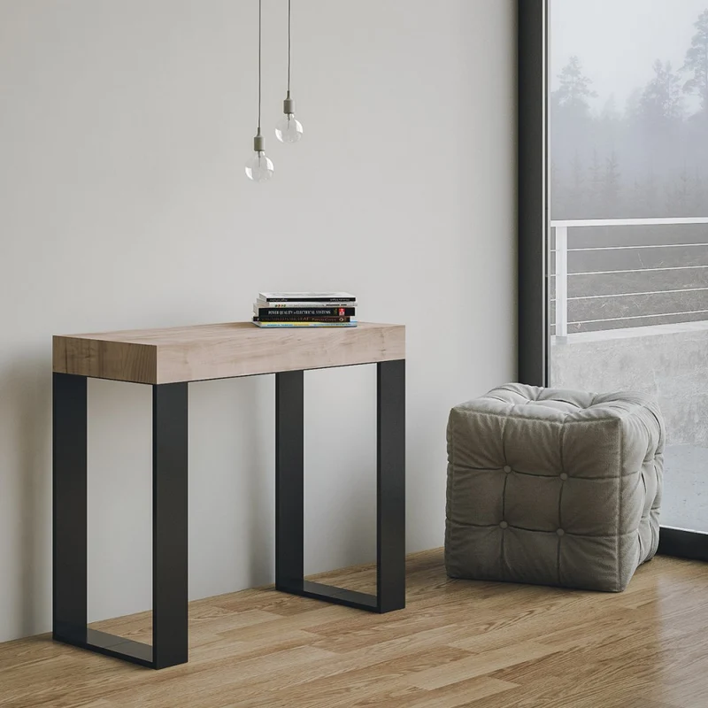 Tecno - Consolle da ingresso moderna allungabile cm 90x40/300x77h - Rovere natura
