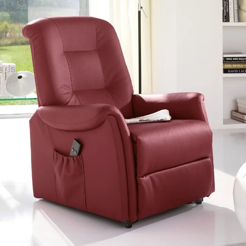 Poltrona relax con alzapersona e schienale reclinabile in ecopelle - vari colori
