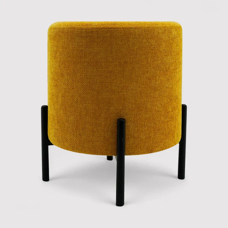 Cerro - Pouf sgabello giallo senape con piedi in acciaio