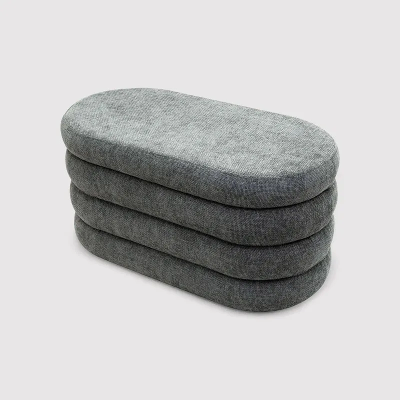 Fagus - Pouf baule ovale grigio in stile moderno