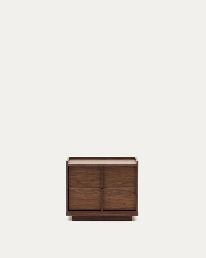 Comodino Onix 2 cassetti impiallacciatura in noce finitura scura 60 x 47cm FSC Mix Credit.
