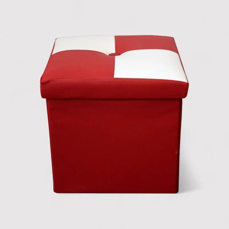 Physalis - Pouf contenitore moderno a scacchi bianchi e rossi