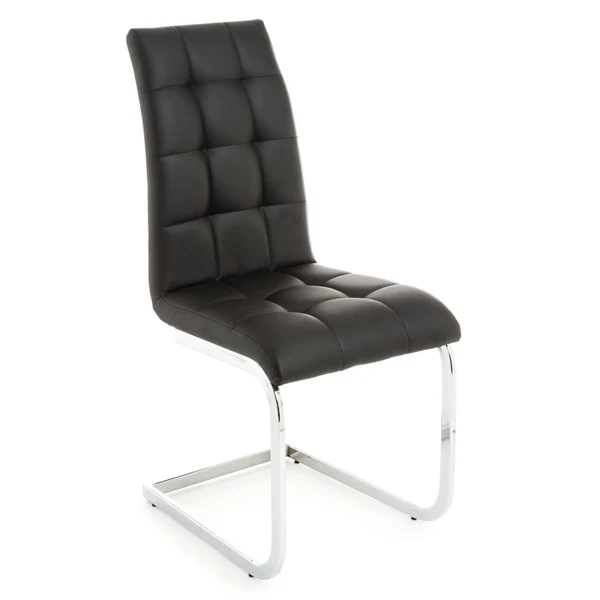 Set da 4 sedia moderna in similpelle con base a slitta in metallo cromato - Vari colori