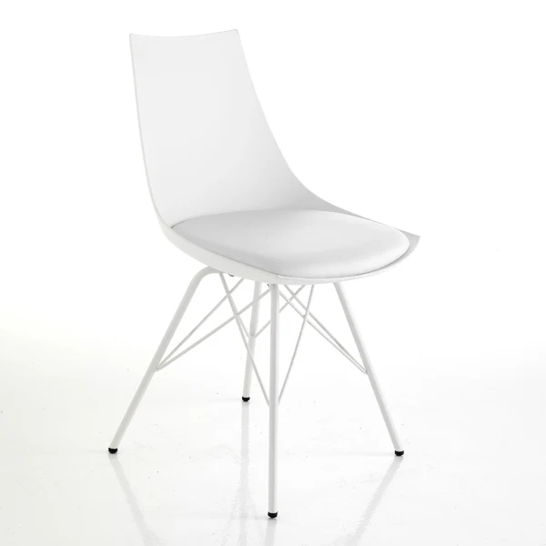 Set da 2 sedia stile eames struttura in metallo e seduta con cuscino - vari colori