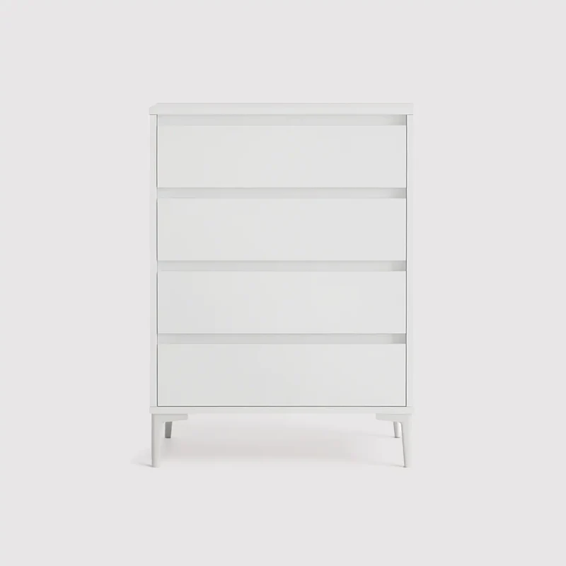 Kemiri - Cassettiera scandinava bianca con 4 cassetti
