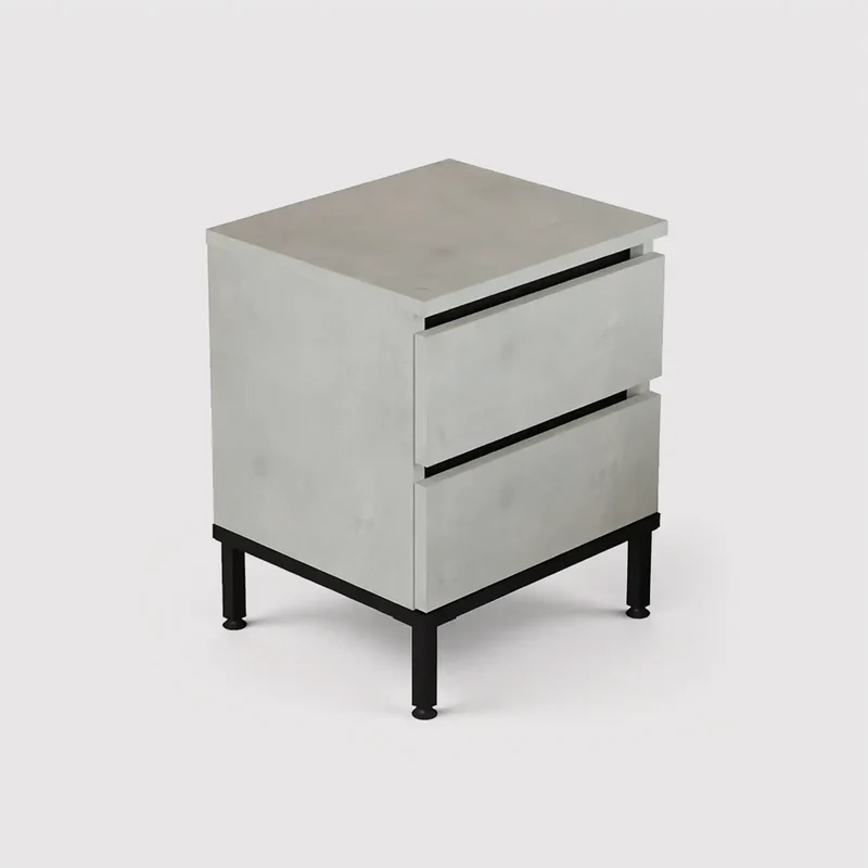 Sankaran - Comodino con 2 cassetti color grigio pietra