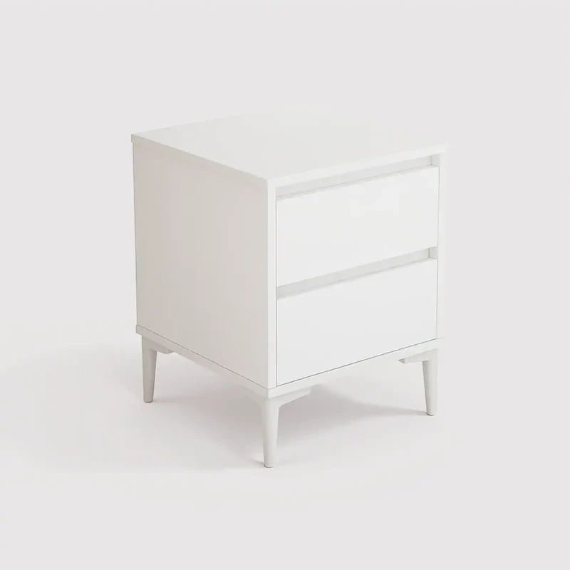 Hayl - Comodino bianco in stile moderno con 2 cassetti