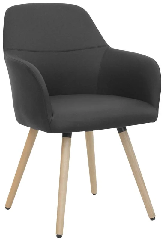 Poltroncina moderna in tessuto e gambe obblique in legno cm 57x51x85h - vari colori