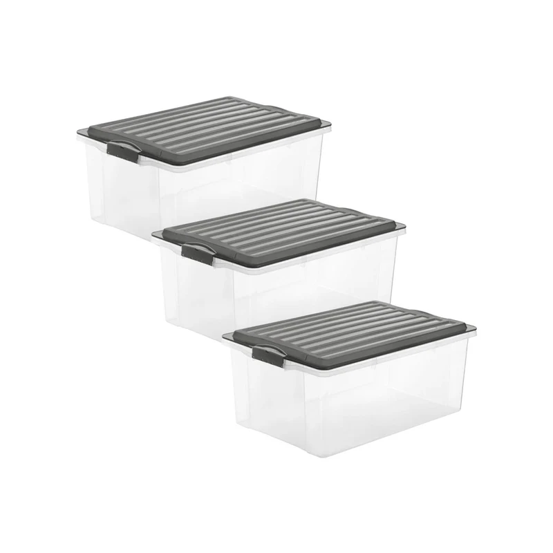 Set 3 pz Contenitore impilabile 38 l COMPACT