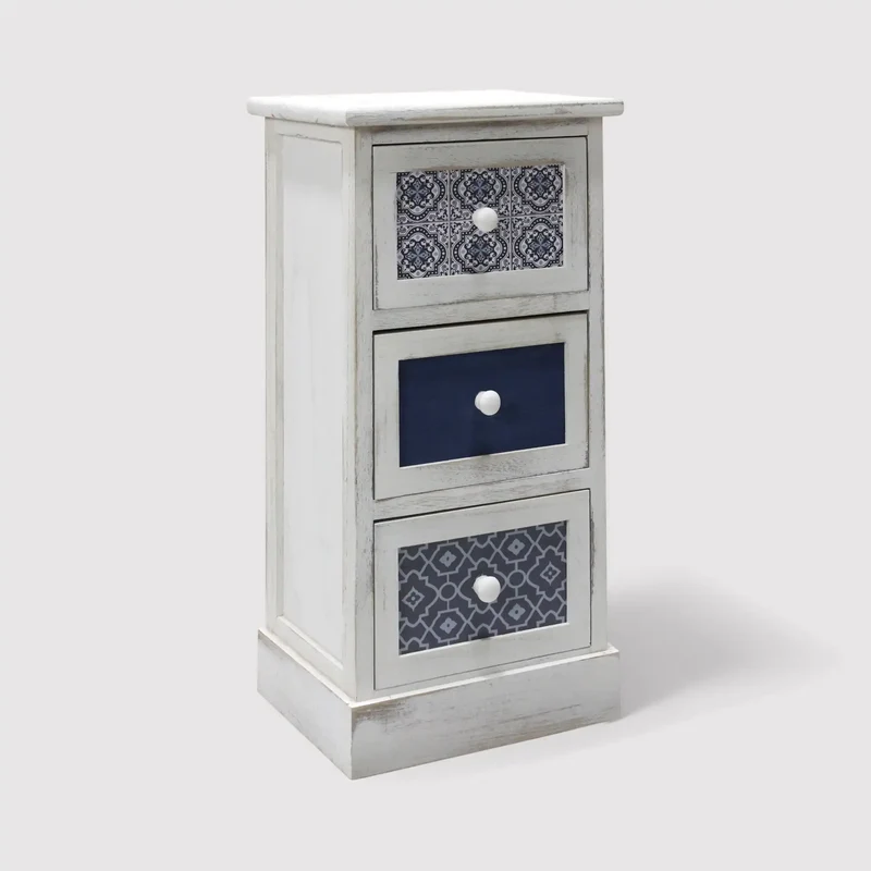 Delfinio - Comodino in stile mediterraneo con 3 cassetti