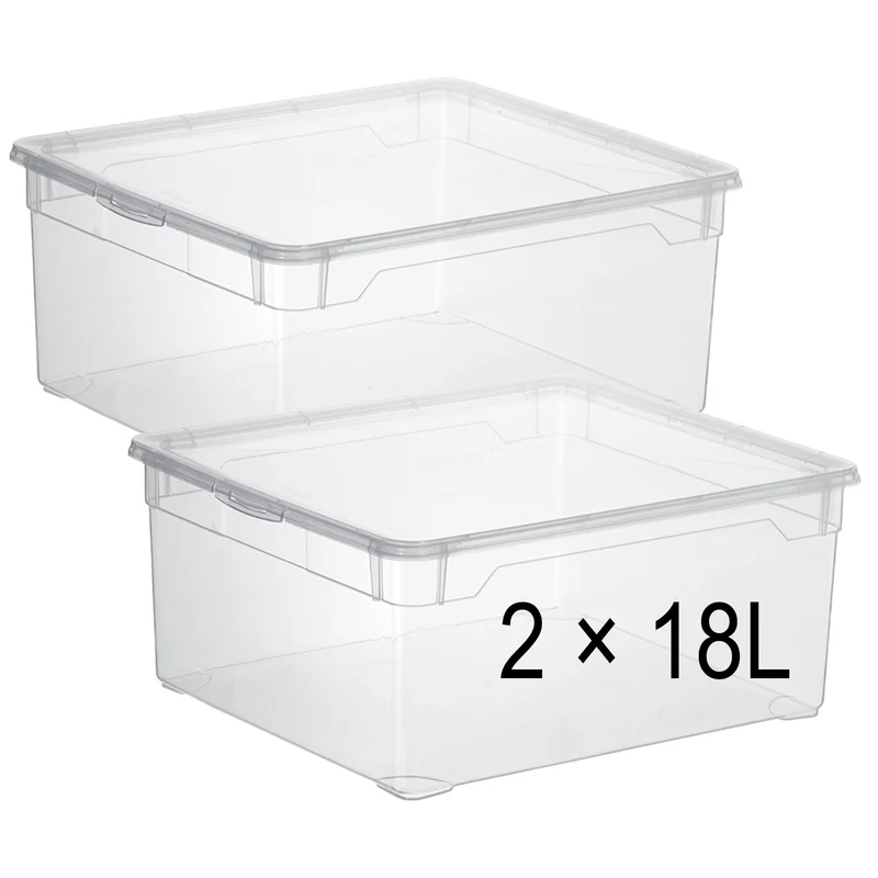 Set 2 pz / 6 pz / 12 pz Contenitore trasparente per maglioni 18 l CLEAR