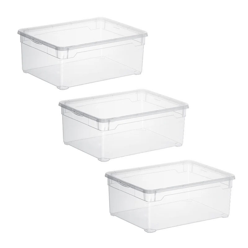 Set 3 pz Contenitore trasparente per scarpe da uomo 10 l CLEAR
