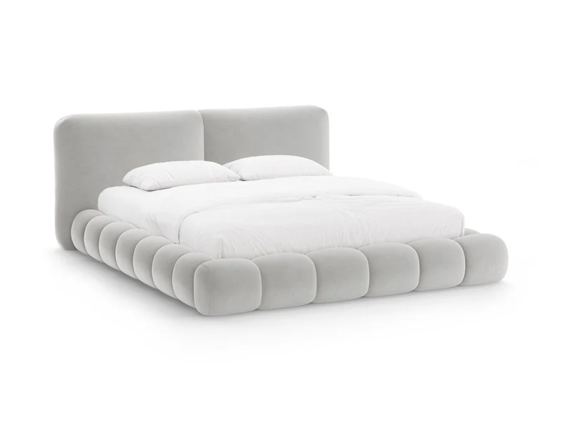 Letto con Contenitore e Testata in Velluto, "Solange", 236x222x90
