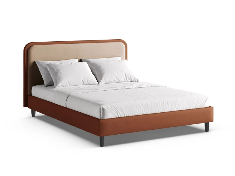 Letto con Testata in Velluto, "Aveline", 214x215x117