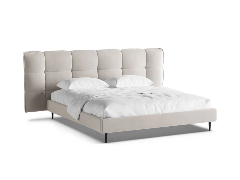 Letto con Contenitore e Testata in Velluto, "Eric", 220x270x114