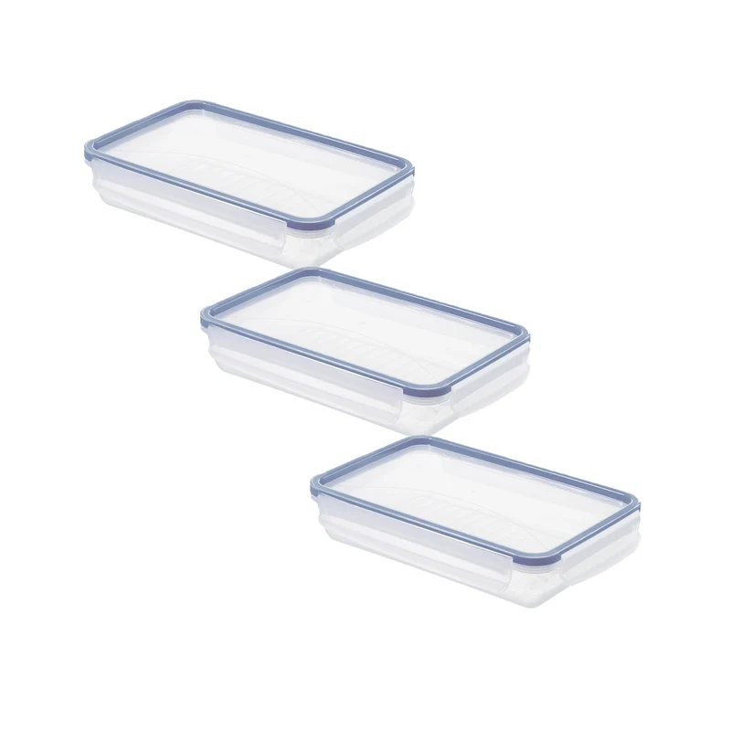 Set 3 pz Contenitore per frigorifero 1 l piatto CLIC & LOCK