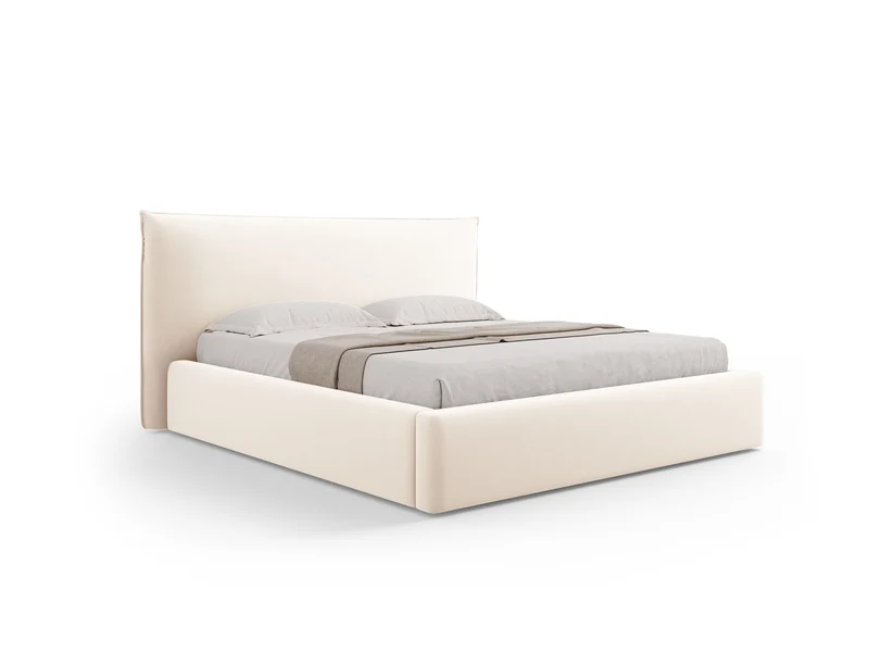 Letto con Contenitore e Testata in Velluto, "Kaelle", 223x180x111