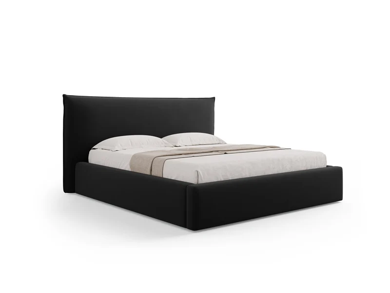Letto con Contenitore e Testata in Velluto, "Kaelle", 223x220x111