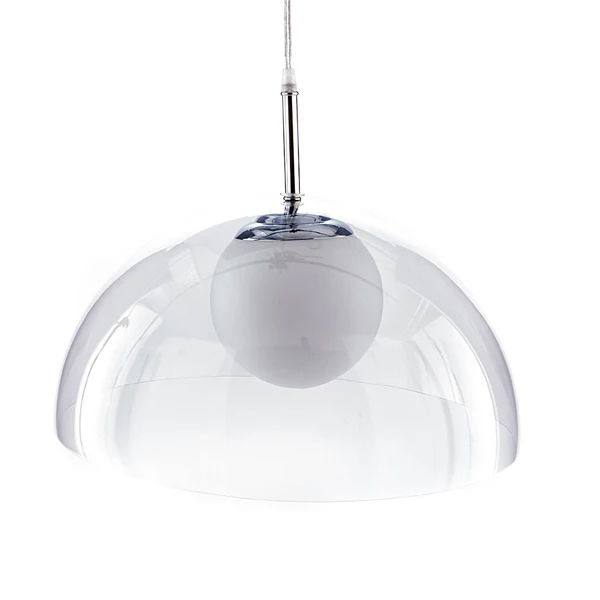 Lampadario moderno a sospensione in PVC trasparente e vetro cm Ø 37x24h