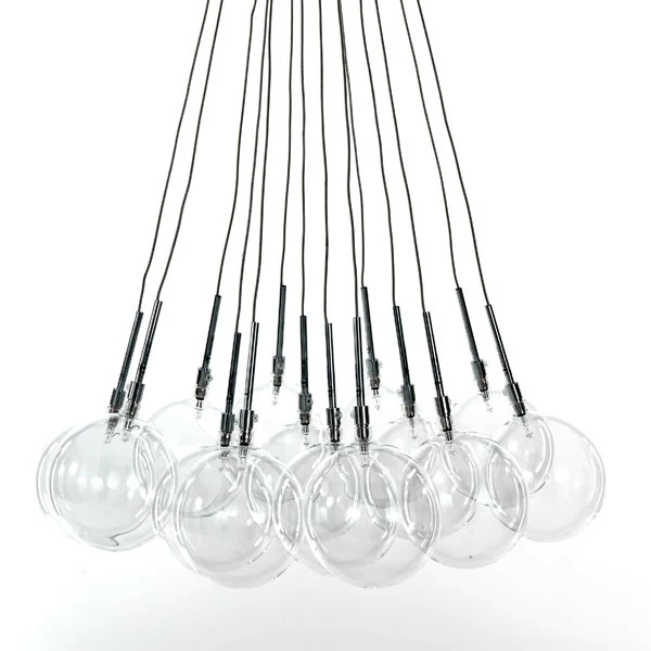 Lampadario moderno 14 luci con sfere in vetro trasparente cm Ø 60x80h