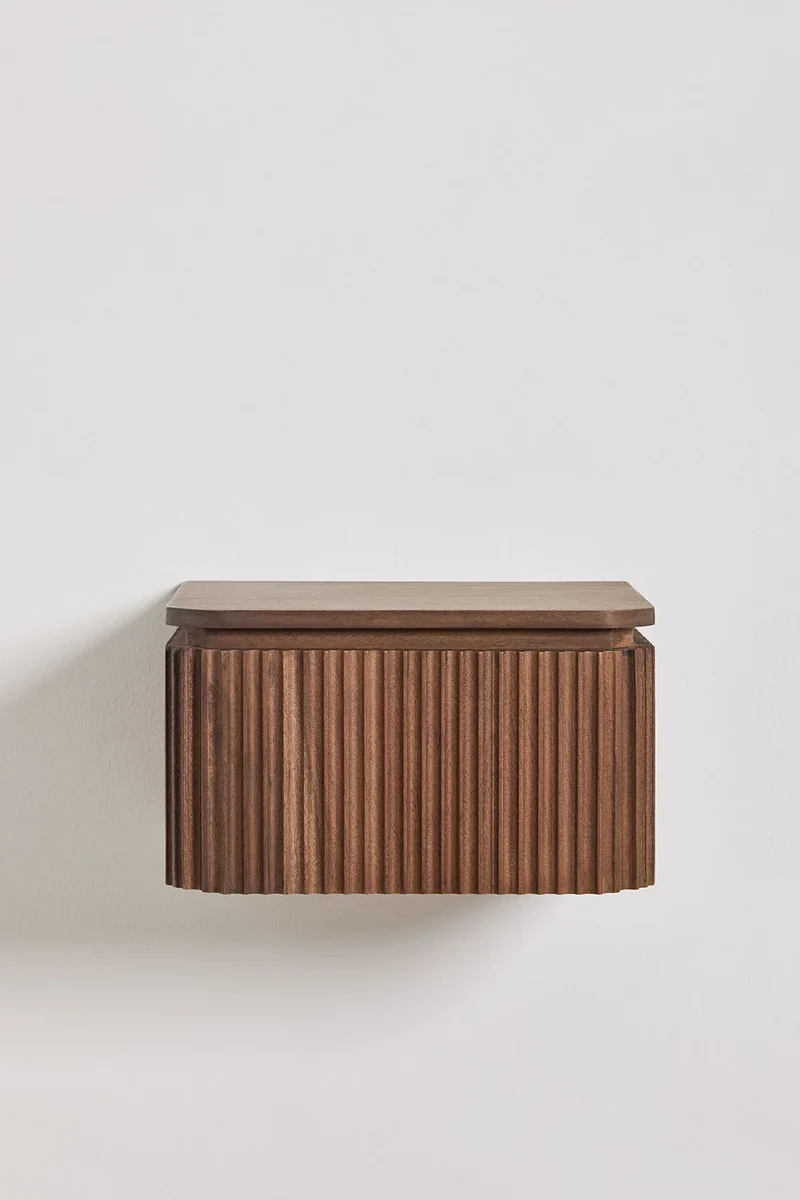 Biljandi - Comodino sospeso rettangolare 35x30 cm in legno di acacia