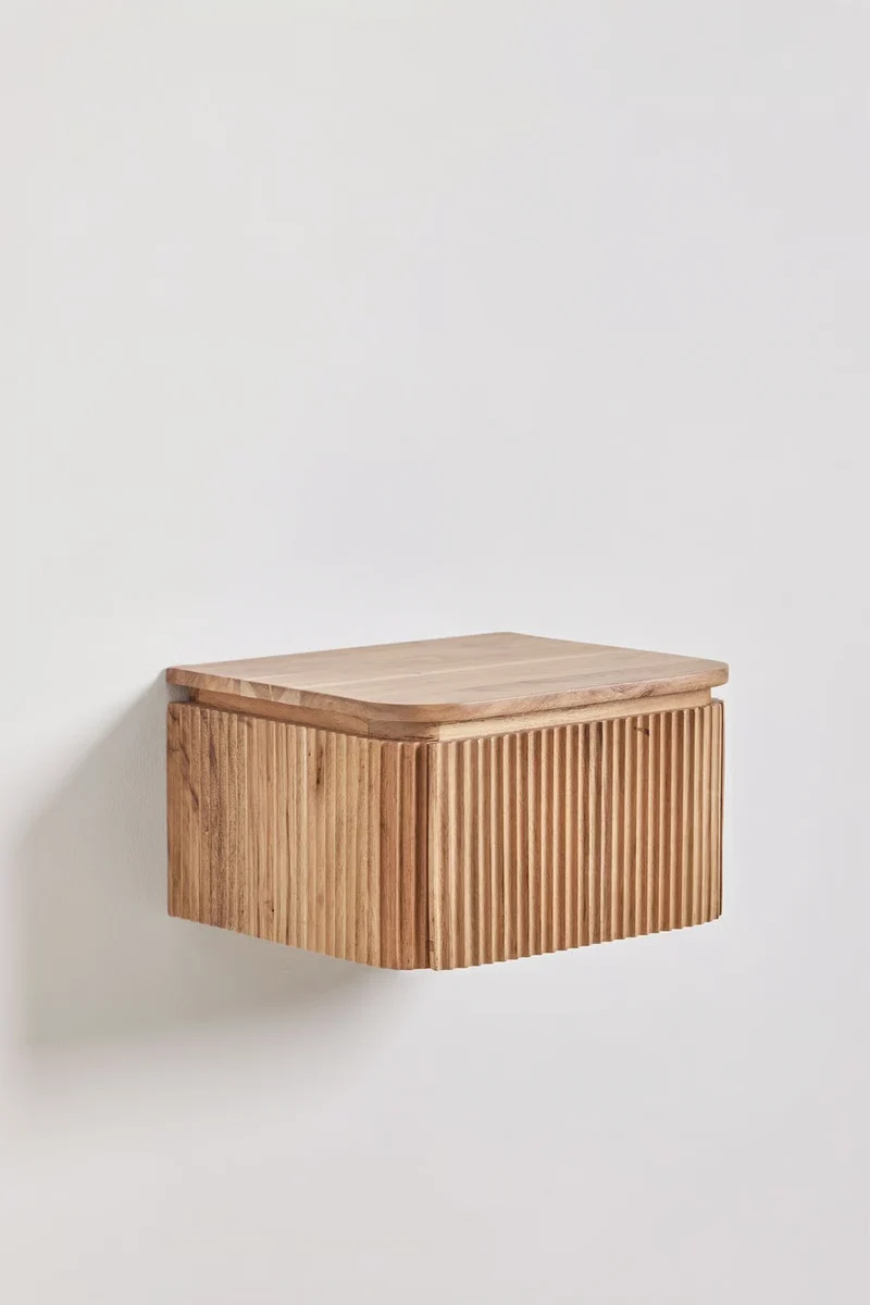 Biljandi - Comodino sospeso rettangolare 35x30 cm in legno di acacia