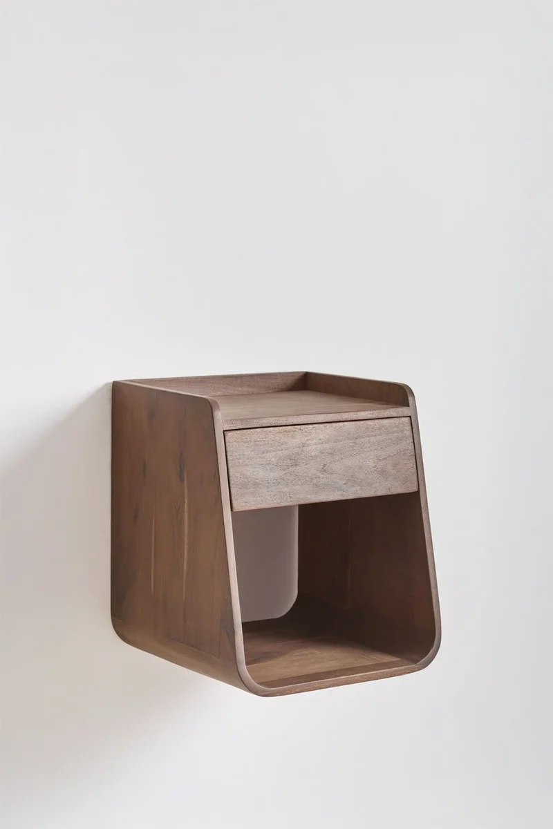 Berigem - Comodino quadrato 35x35 cm in legno di acacia