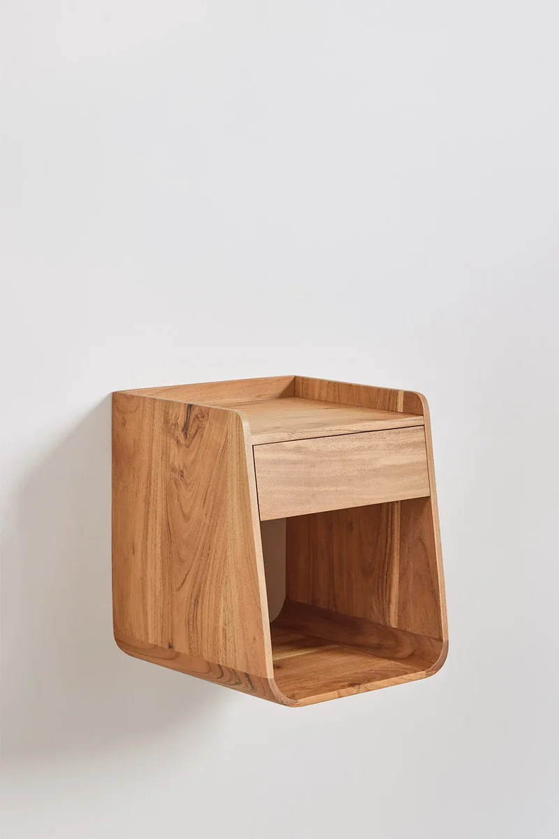 Berigem - Comodino quadrato 35x35 cm in legno di acacia