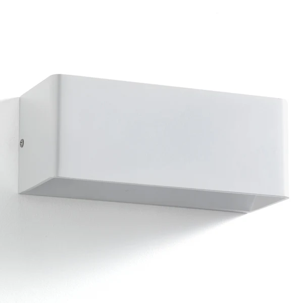Applique moderna da parete rettangolare in metallo bianco cm 25x10x10h