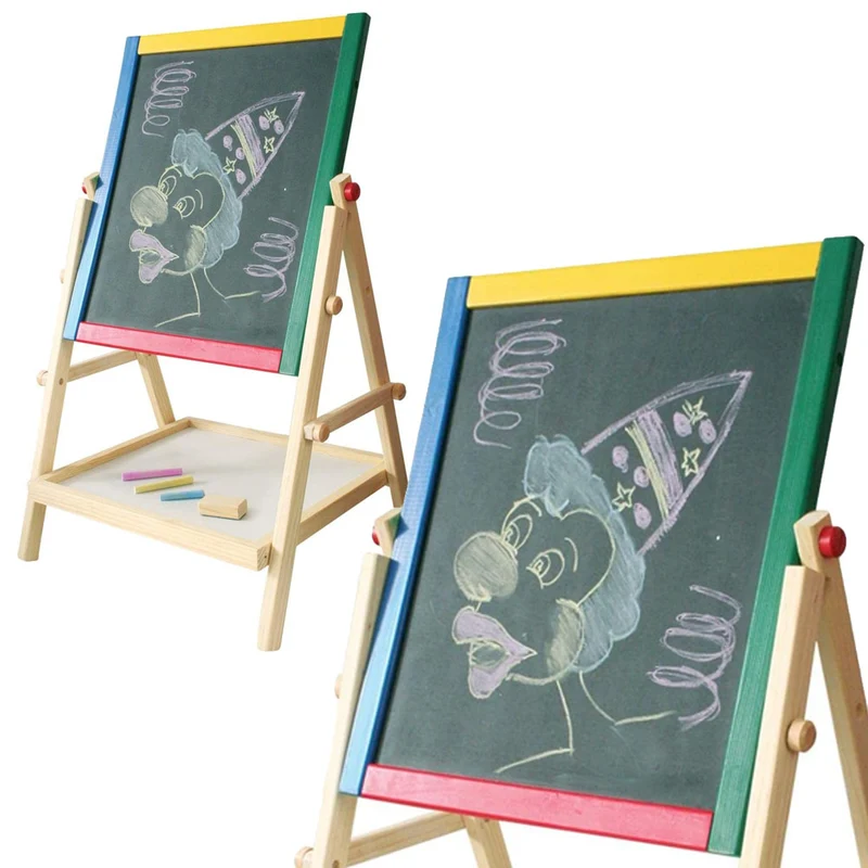 Lavagna per Bambini Bifacciale con Gessetti e Cancellino Dimensioni 38 x 31 x 65