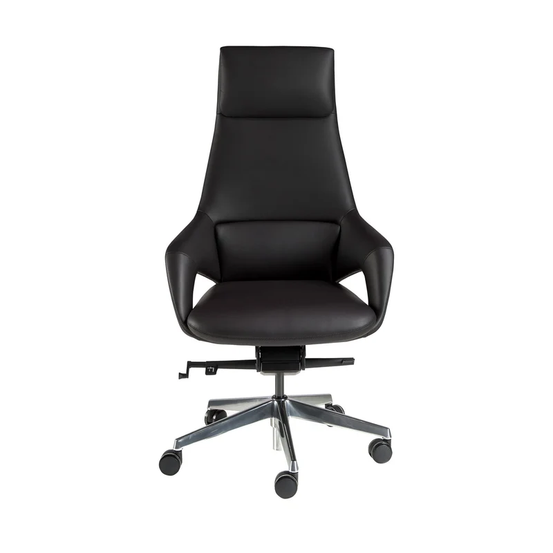 Sedia girevole da ufficio in similpelle nera