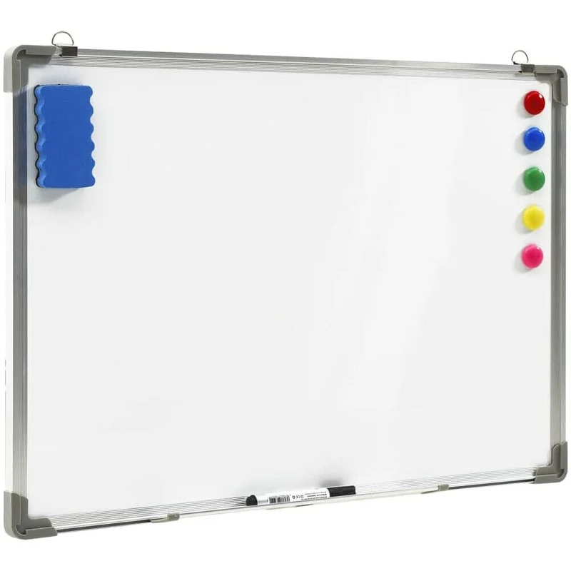 Lavagna Magnetica Bianca 70x50 in Alluminio Pennarello Cancellabile e Magneti