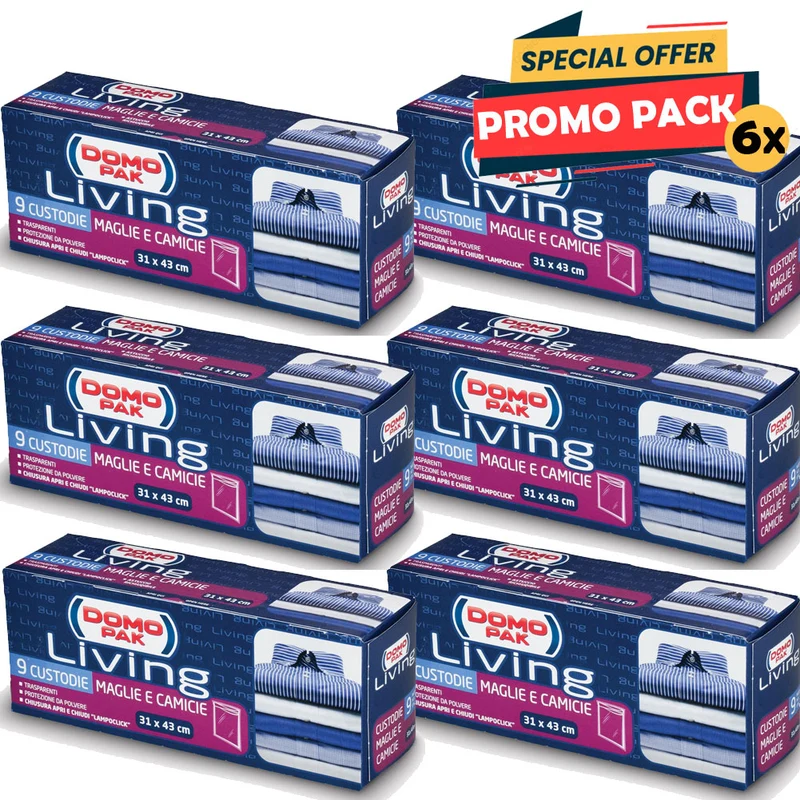 54 x Custodia Domo Pak Living Per maglie e Camicie Antipolvere Armadio 31x43cm