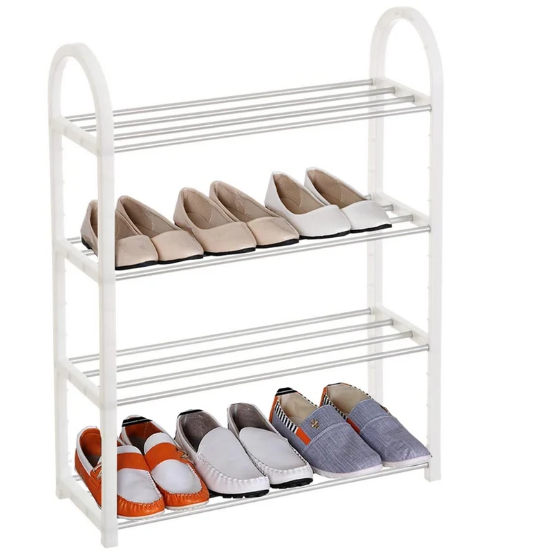 Scarpiera Slim Salvaspazio 4 Ripiani Porta Scarpe Ingresso Casa 50x19x65 Bianco
