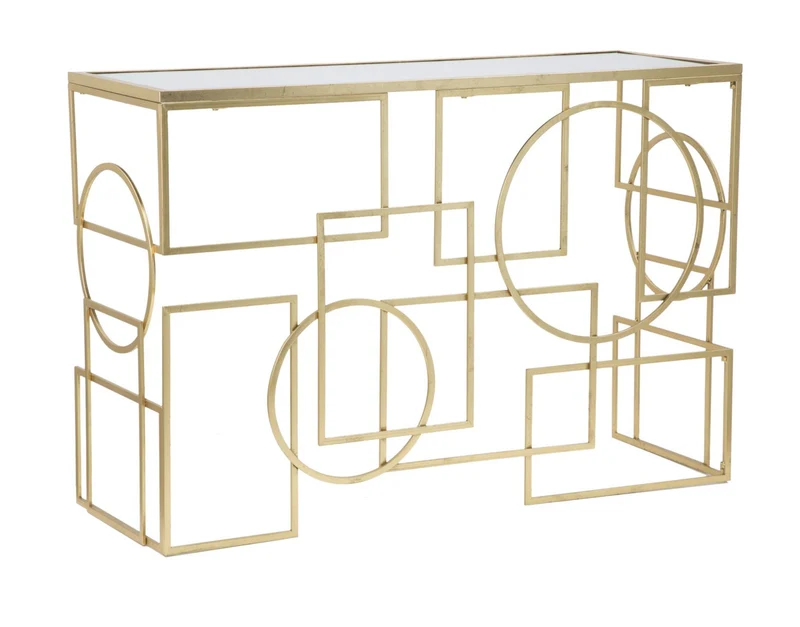 Consolle moderna in metallo colore oro piano a specchio cm 120x41x81h