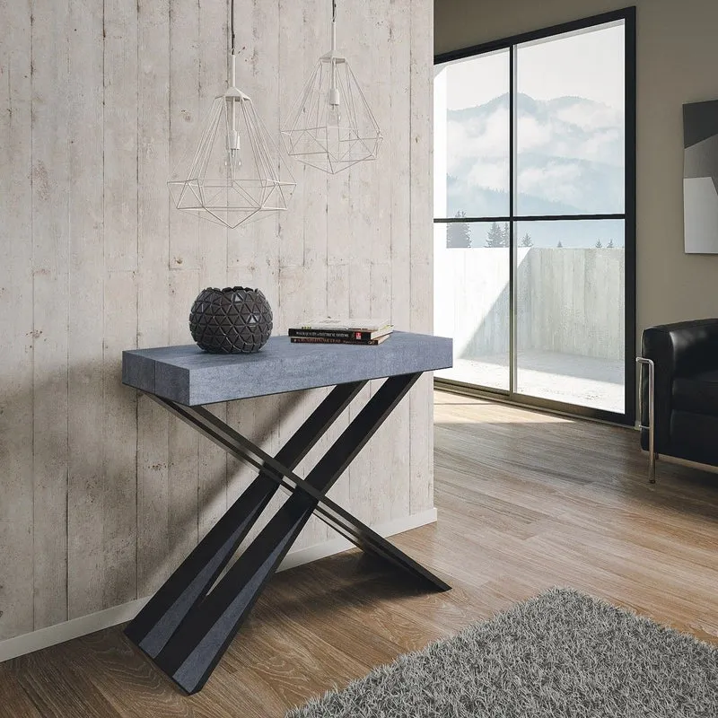 Diago - Consolle allungabile moderna cm 90x40/300x77h - Cemento
