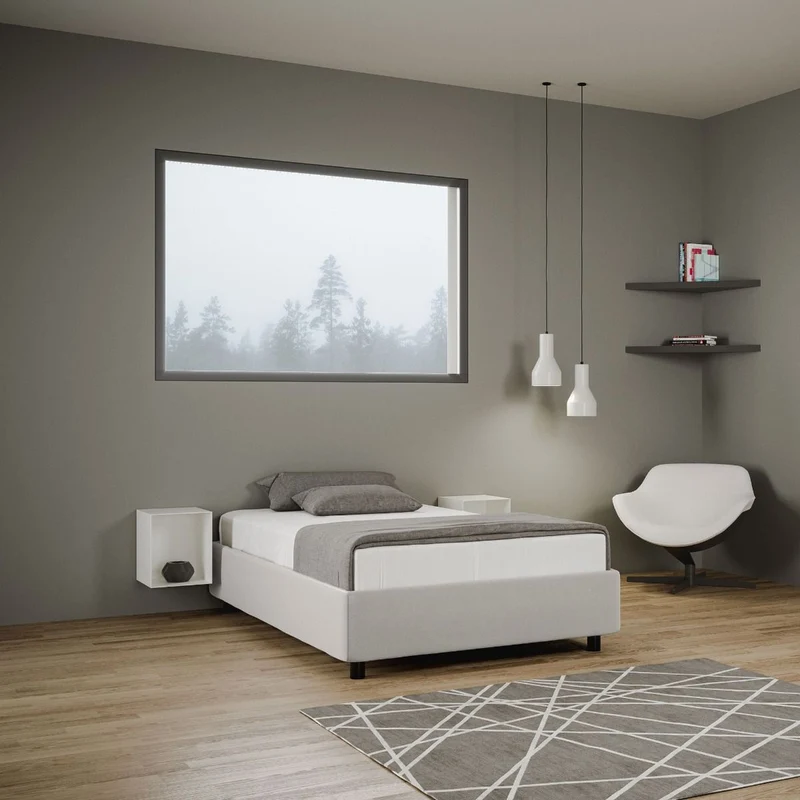 Tosca - Letto sommier una piazza e 1/2 design moderno cm 135x202x39h - vari modelli