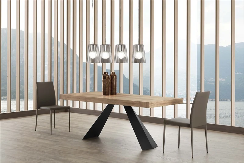 Ragnar - Tavolo moderno allungabile in legno e metallo colore rovere nodato - vari modelli