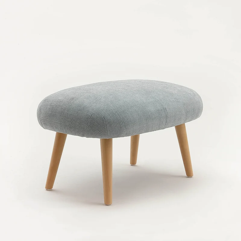 Pouf moderno imbottito rivestito in tessuto gambe in legno massello cm 60x39x31h - vari colori