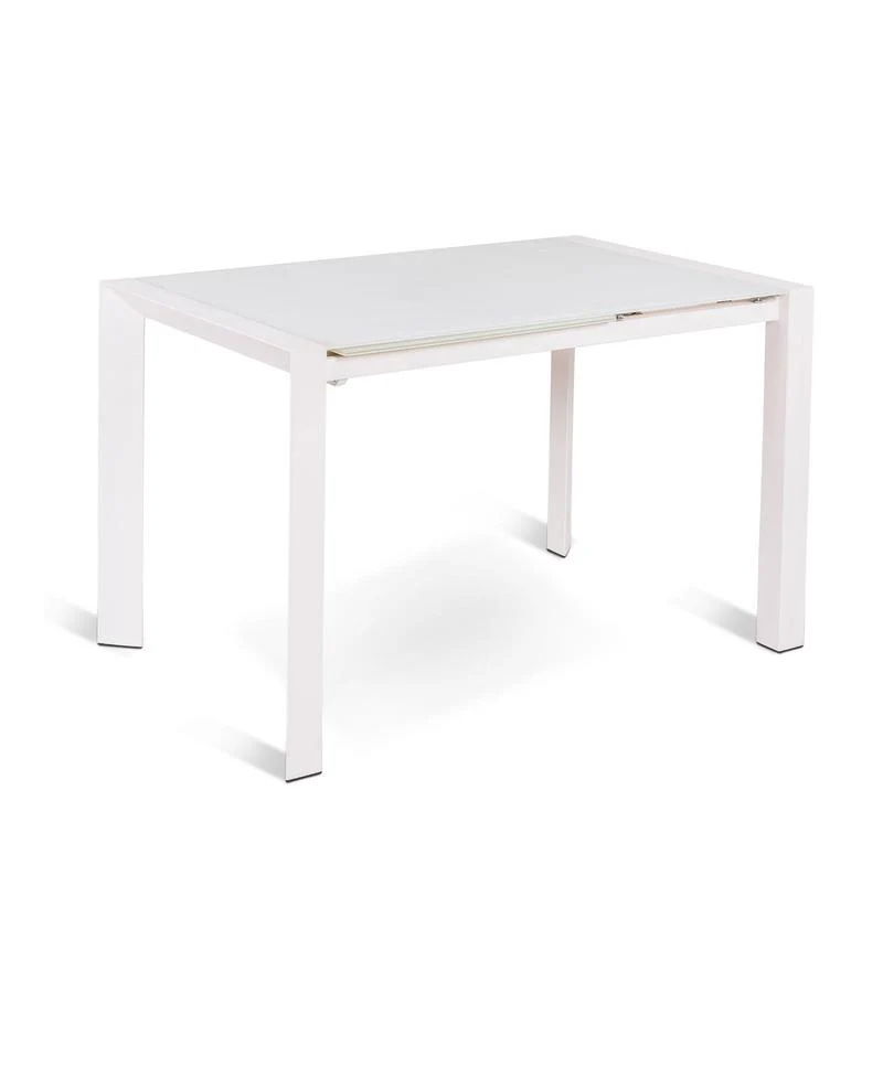 Tavolo da pranzo allungabile in metallo e vetro temperato cm 122/182x80x76h - vari colori
