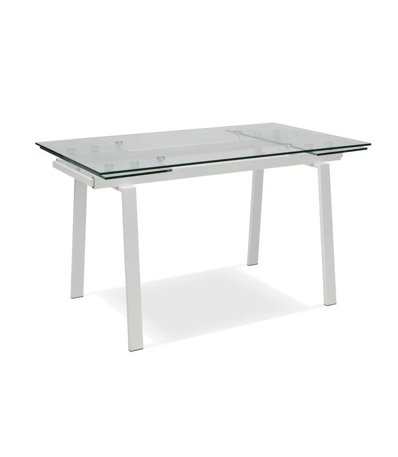 Tavolo moderno allungabile piano in vetro gambe in metallo cm 140/200x80x76h - vari colori