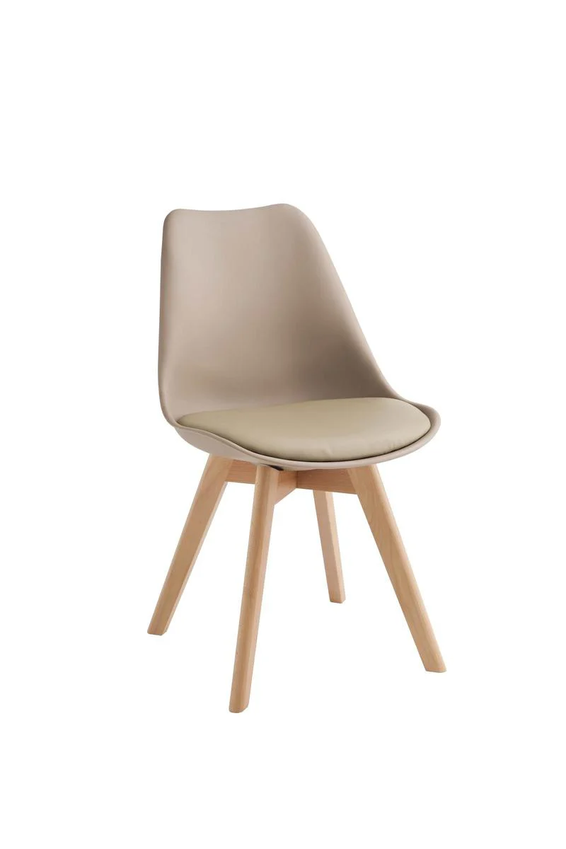 Set da 4 Sedia moderna in legno scocca in PVC con cuscino cm 52x48x87h - vari colori