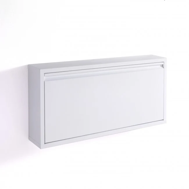 Scarpiera da parete sospesa in metallo bianco 1 anta cm 75x12x37h