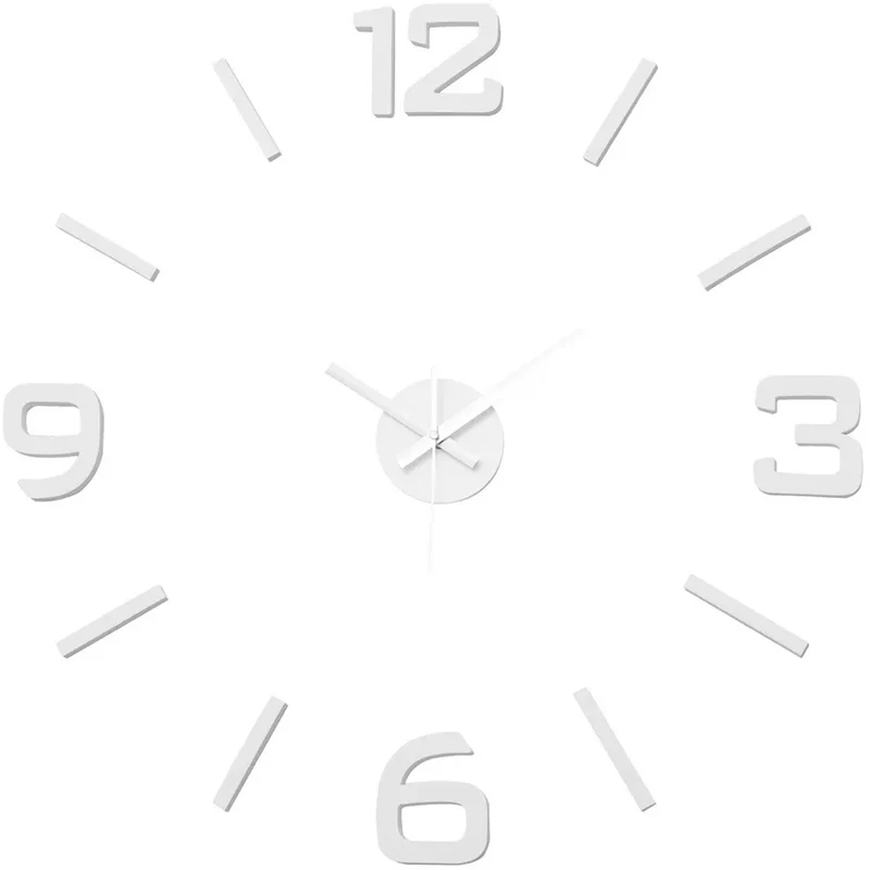 Orologio Sticker da Parete Silenzioso Bianco Plastica Design Contemporaneo 60 cm